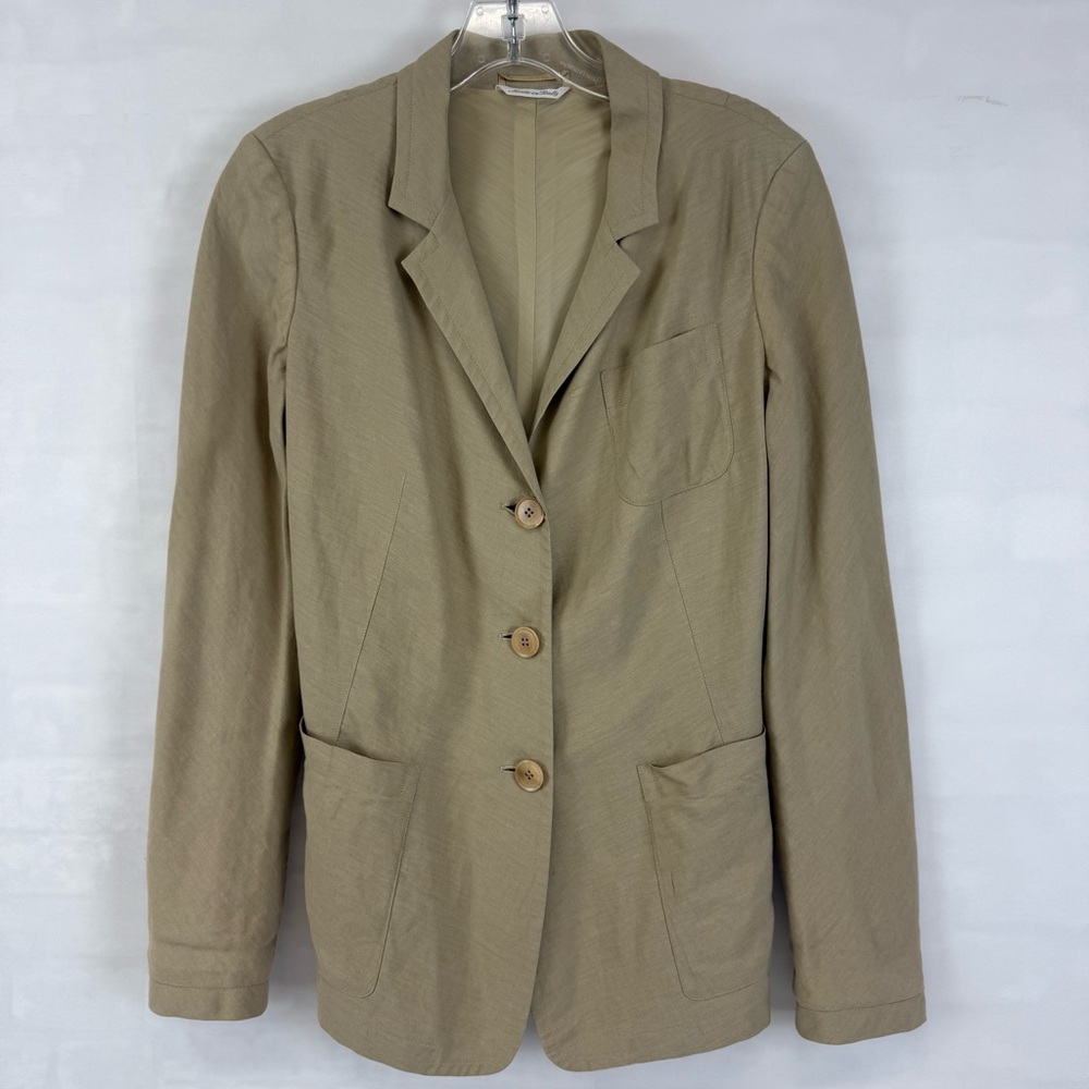 MaxMara Linen Blazer Jacket‎ Button Front Women’s Size 4 Tan Summer